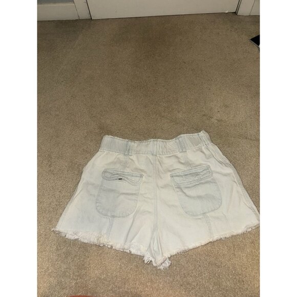 Peach Love California Women’s Denim Shorts Light Wash High Elastic Waist Size L - Picture 2 of 3